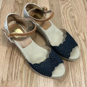 Kanna Made in Spain Blue Espadrille Sandals Sz 8 Wedge Women’s Shoes Open Toe